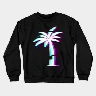 Glitch Aesthetic Vaporwave Palm Tree Crewneck Sweatshirt